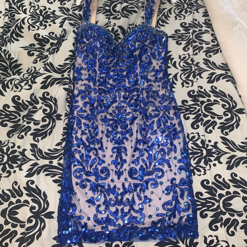 Blue Rhinestone Dress - Picture 2 of 5